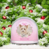 Bow Ribbon Glittering Pet Memory Foto Pink Schneekugeln (Weihnachten)