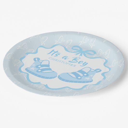 Bow Ribbon ist ein Junge Pappteller (Schrägansicht)