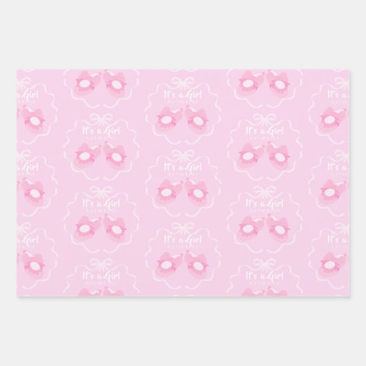 Bow Ribbon ist ein Mädchen in Rosa Geschenkpapier Set (Vorderseite)