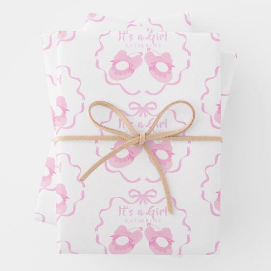 Bow Ribbon ist ein Mädchen weiß Geschenkpapier Set (Beispiel)