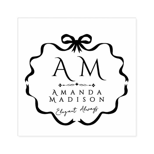 Bow Ribbon Monogram Kautschuk-Briefmarke Gummistempel (Prägung)