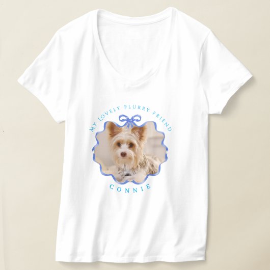 Bow Ribbon Pet Foto Blue T-Shirt (Ablage )