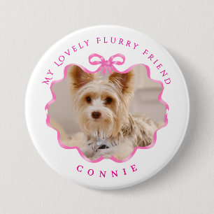 Bow Ribbon Pet Foto Pink Button