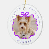 Bow Ribbon Pet Memory Foto Lila Keramik Ornament (Links)