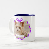 Bow Ribbon Pet Memory Foto Lila Zweifarbige Tasse (Vorderseite Links)