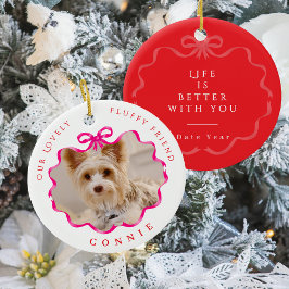Bow Ribbon Pet Memory Foto Red Keramik Ornament