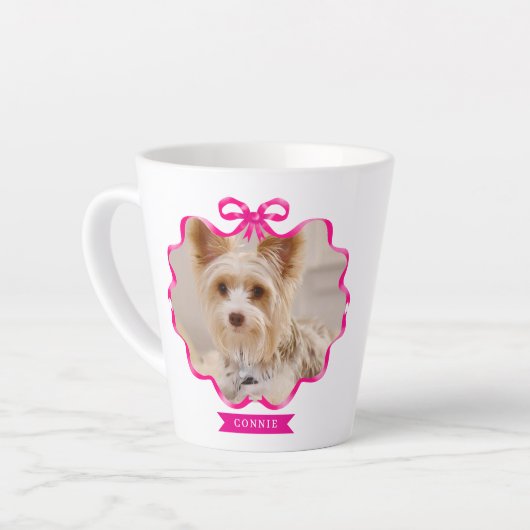 Bow Ribbon Pet Memory Foto Red Milchtasse (Linke Ecke)