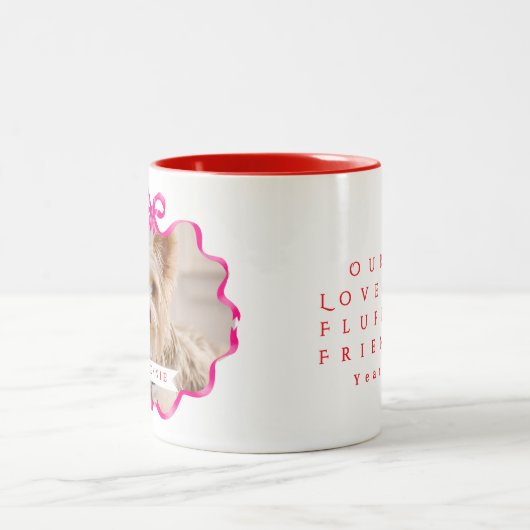 Bow Ribbon Pet Memory Foto Red Zweifarbige Tasse (Mittel)