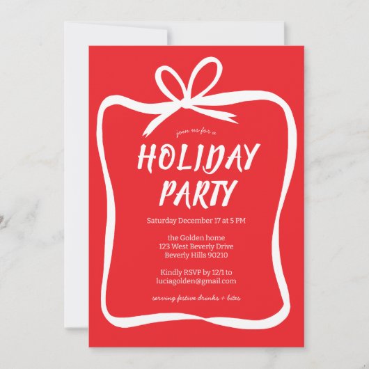 Bow Ribbon Rahmen Weihnachtsfeiertag Party CUSTOM Einladung (Vorderseite)