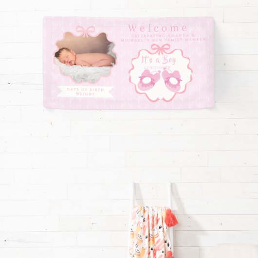 Bow Ribbon sein Mädchen Willkommen Banner (InSitu)