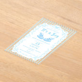 Bow Ribbon seine a Boy Baby Shot Blue Einladung (Ablage )