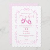 Bow Ribbon seine Girl-Baby Schuhe Einladung (Vorne/Hinten)