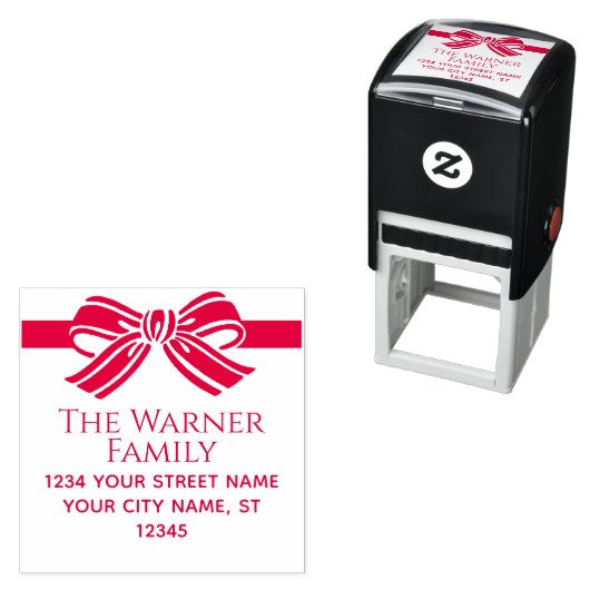 Bow Ribbon Weihnachtsname Rücksendeadresse #2 Permastempel (Beispiel)