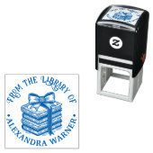 Bow Ribbon Wrapped Stack of Books Library Name Permastempel (Beispiel)