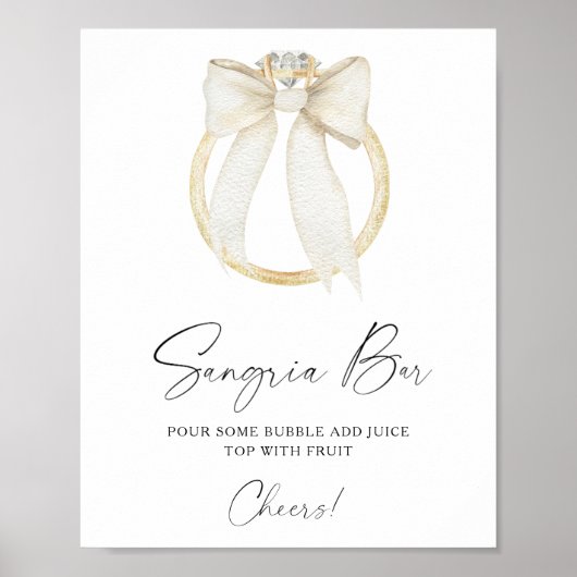 Bow & Ring Brautparty Sangria Bar Poster (Vorne)