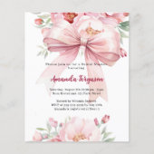 Bow rosa Blumen elegante Bridal Dusche Einladung (Vorderseite)