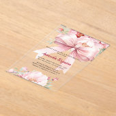 Bow rosa Blumen elegantes Brautparty Acryleinladungen (Ablage )