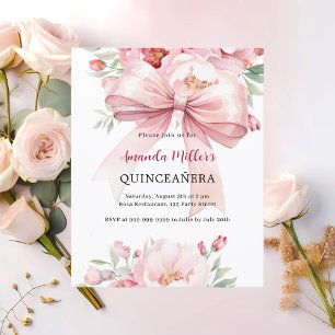 Bow rosa Blumengestelle Quinceanera Einladung