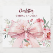 Bow rosa Blüten blühen Brautparty Schaumweinetikett (Einzelnes Label)