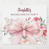 Bow rosa Blüten blühen Junggeselinnen-Abschied Schaumweinetikett (Einzelnes Label)