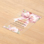 Bow rosa Blüten klar Quinceanera Acryleinladungen (Ablage )