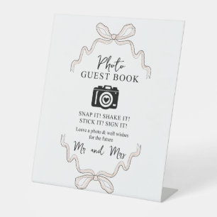 Bow rosa Foto Gast Book Camera Sign Sockelschild