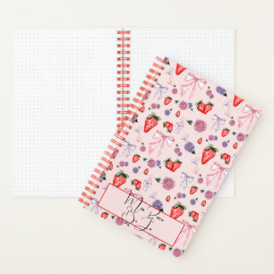 Bow, Rose und Erdbeercoquette Muster BuJo Notizblock