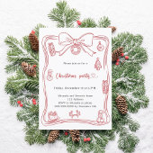 Bow rot handgezeichnet Weihnachtsfest Party Einladung