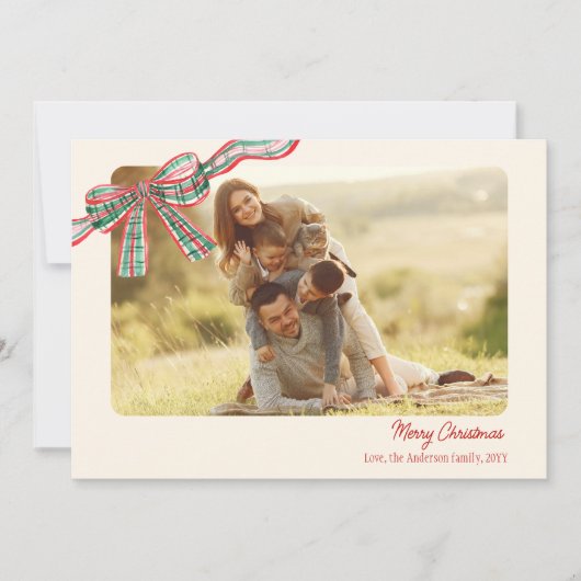 Bow rustikale Weihnachten 4 Fotos kariertes Band (Vorderseite)