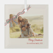 Bow rustikale Weihnachtsgebäck kariertes Foto Ornament Aus Glas (Vorderseite)