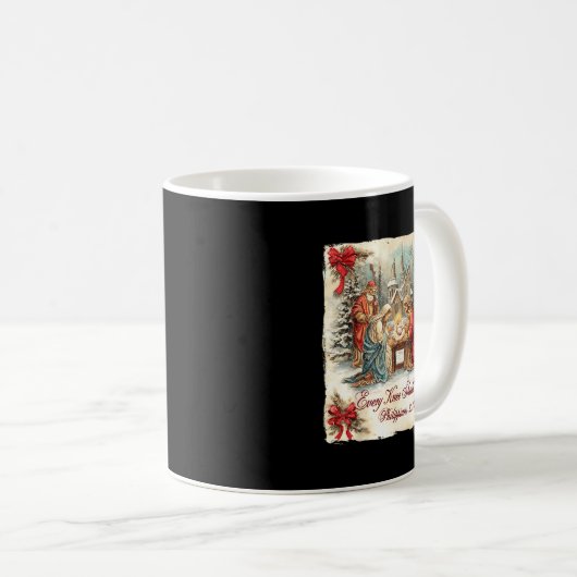 Bow Santa Christmas Nativity Scene Every Knee Shal Kaffeetasse (VorderseiteRechts)