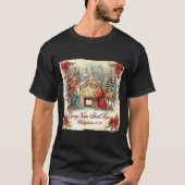 Bow Santa Christmas Nativity Scene Every Knee Shal T-Shirt (Vorderseite)