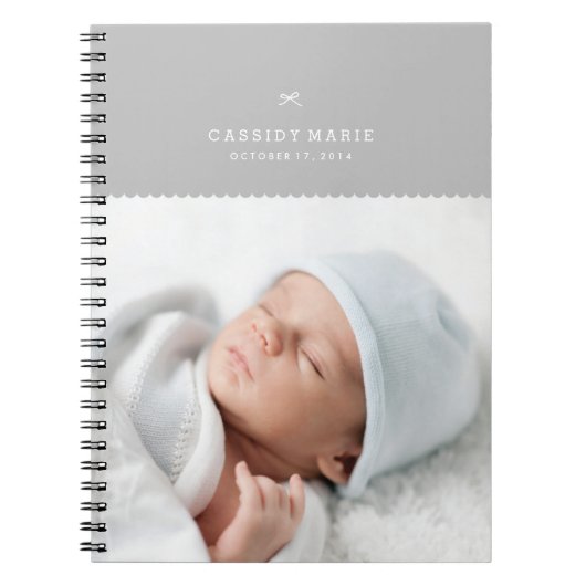 Bow & Scallops Journal - Grau Notizblock (Vorderseite)