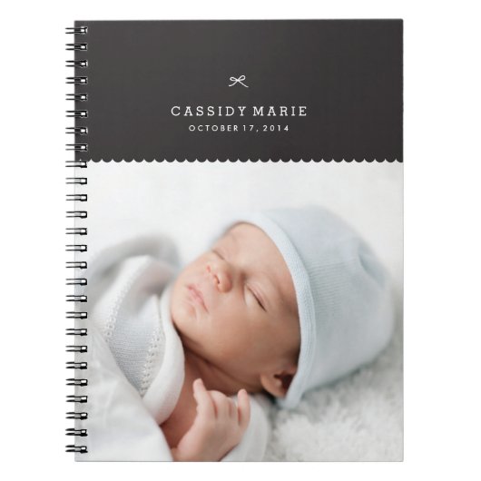 Bow & Scallops Journal - Schwarz Notizblock (Vorderseite)