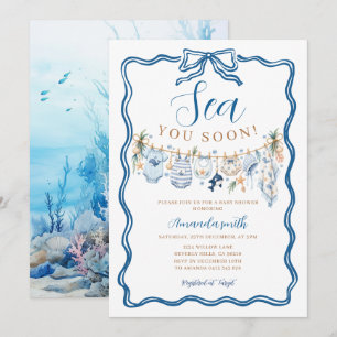 Bow Sea You Soon Baby Shower Junge Nautical Ozean Einladung