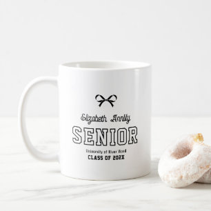 Bow Senior Custom Jahr Schrift Graduate College Kaffeetasse