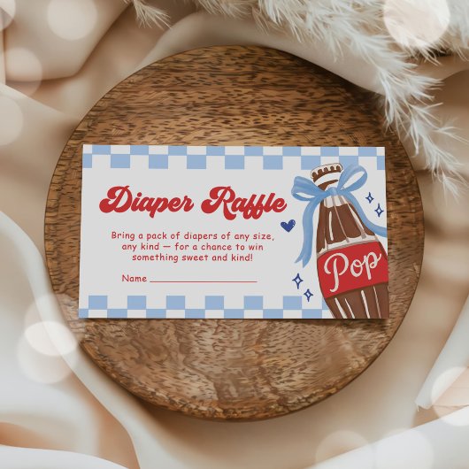 Bow She's Ready to Pop Baby Shower Diaper Raffle Begleitkarte