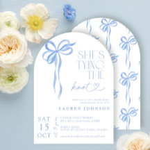 Bow She's The Knot Blue Bridal Shower