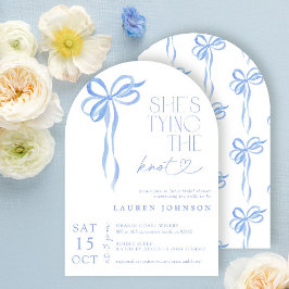 Bow She's The Knot Blue Bridal Shower Einladung
