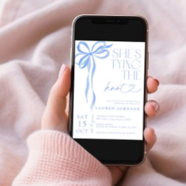 Bow She's The Knot Blue Bridal Shower Einladung