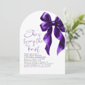 Bow She's The Knot Brautparty Foto Einladung (Stehend Vorderseite)