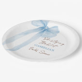 Bow, sie bindet das knochenblaue Brautparty Pappteller (Schrägansicht)