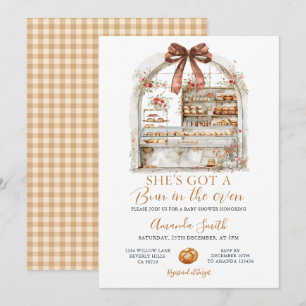 Bow Sie hat eine Bäckerei-Baby-Party 'Bun in the O Einladung