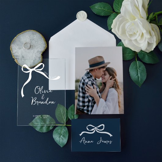 Bow skizzenhafte Hand personalisiert gezeichnet Acryleinladungen