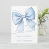 Bow Something Blue Before I Do Chic Bridal Shower Einladung (Stehend Vorderseite)