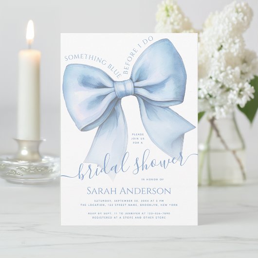 Bow Something Blue Before I Do Chic Bridal Shower Einladung