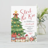 Bow Stock the Tree Christmas Bridal Shower Floral Einladung (Stehend Vorderseite)