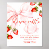 Bow Strawberry Baby Shower Diaper Raffle Sign Poster (Vorne)