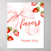 Bow Strawberry Baby Shower Favors Sign Poster (Vorne)