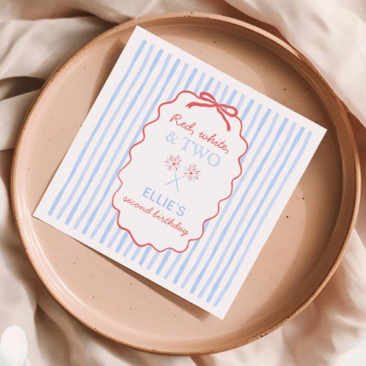Bow Striped 4. Juli Geburtstag Napkins Serviette